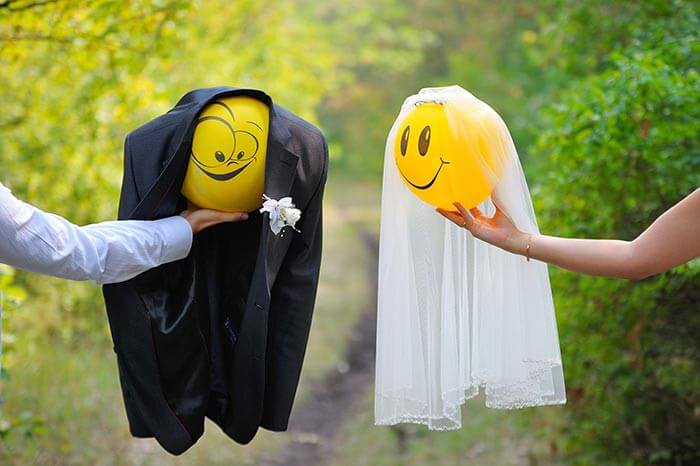 Hochzeitsbilder lustig mit Luftballons