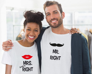 Partner-Shirts mit Mr. und Mrs.