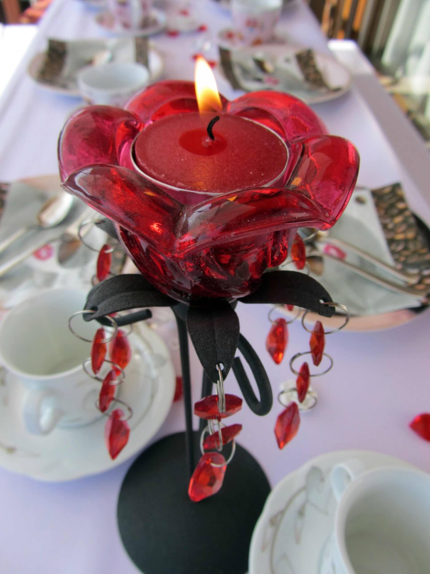Hochzeitsdeko Kerzenständer rot