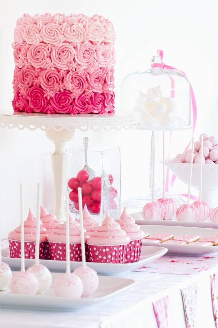 1:12 Maßstab Pink & Weiß 3 Stufen Hochzeit Cake Tumdee Puppenhaus Partyzubehör N 