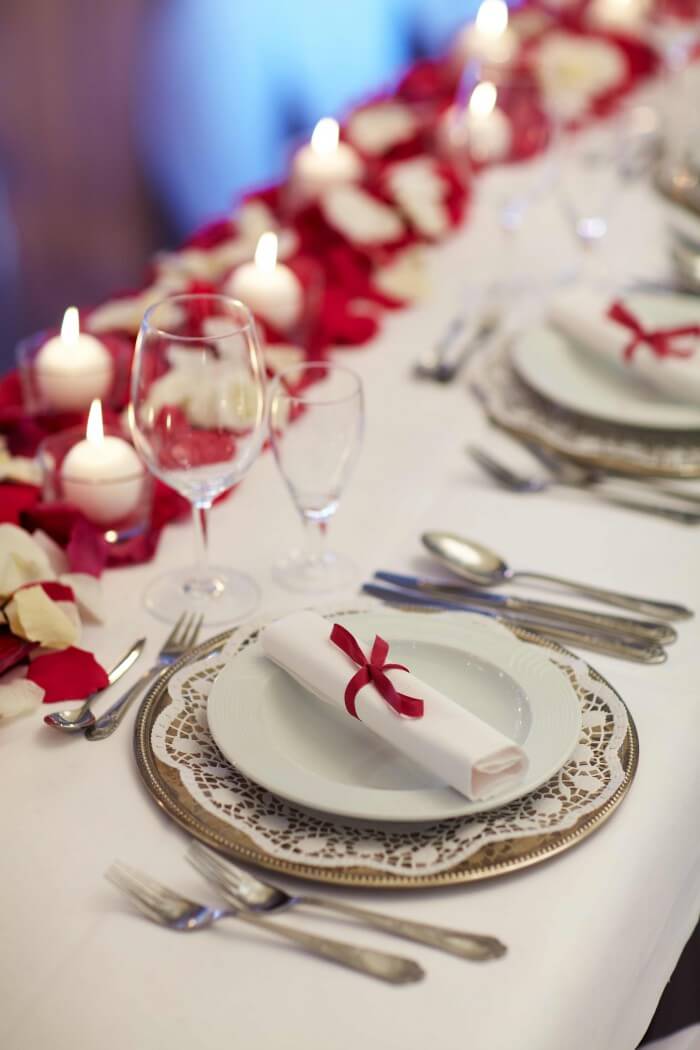 3er Leuchtkugeln Weiß Teller Rot Hochzeitsdeko Tischdeko Brautpaar 