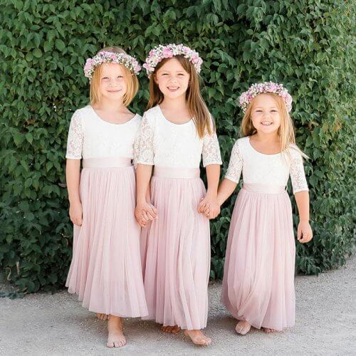 Spannende Blumenkind Kleid Hochzeit Bild