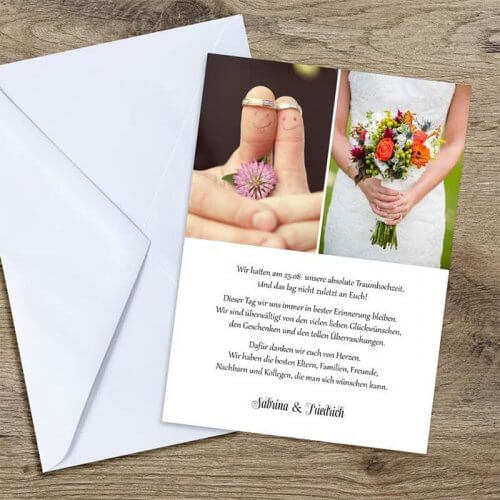 Dankeskarten Hochzeit Große Übersicht mit Tipps zu Text & Gestaltung!