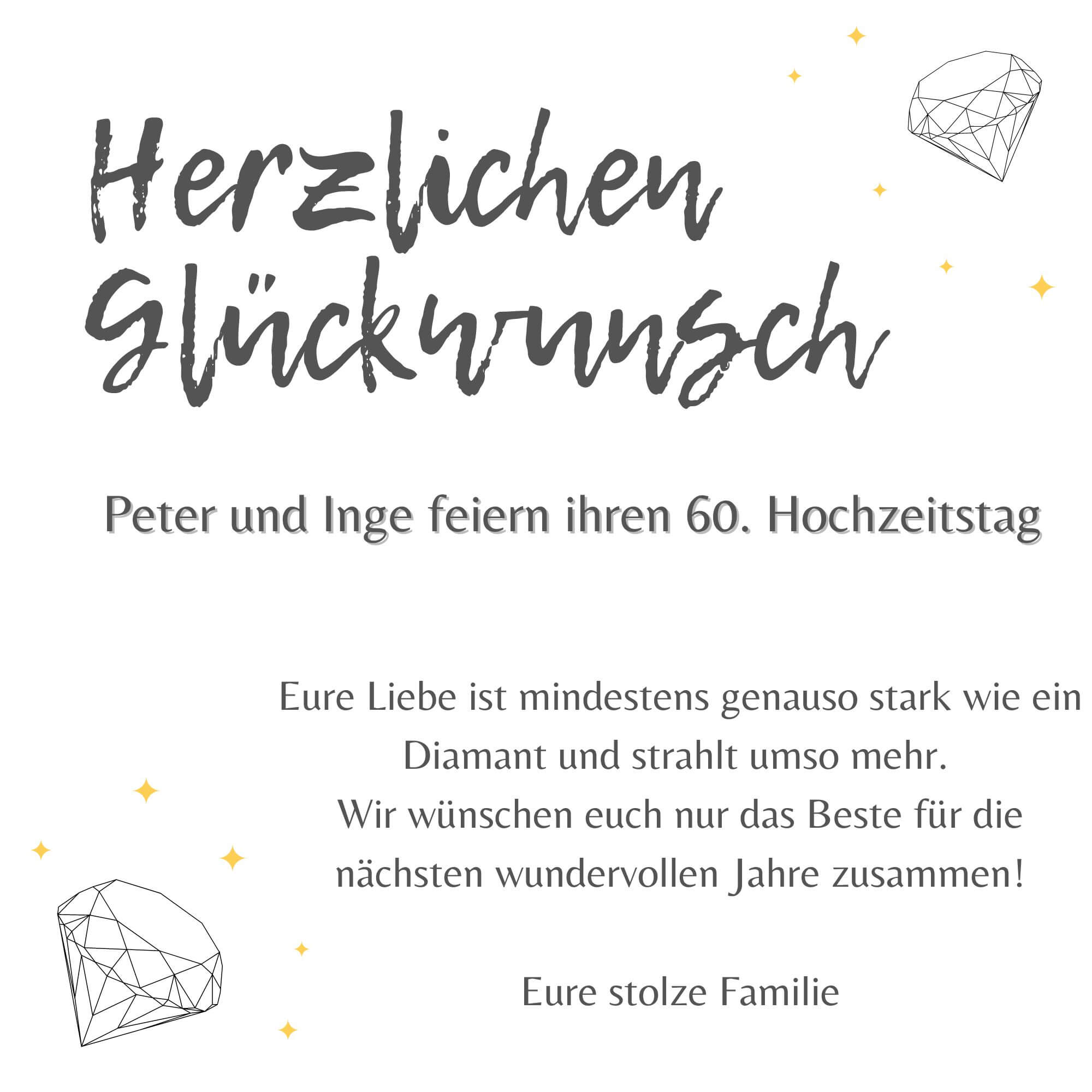 Diamantene Hochzeit Zeitungsanzeige