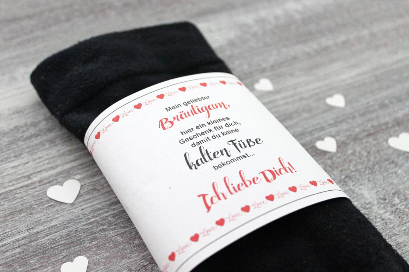 DIY Banderole "Socken gegen kalte Füße" zum Ausdrucken