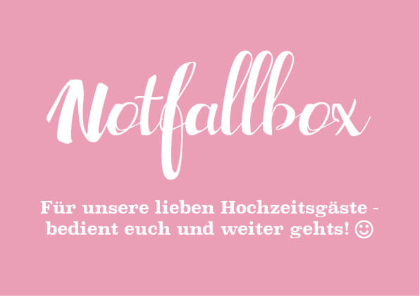 Notfallkörbchen zur Hochzeit Schild zum kostenlosen Download!
