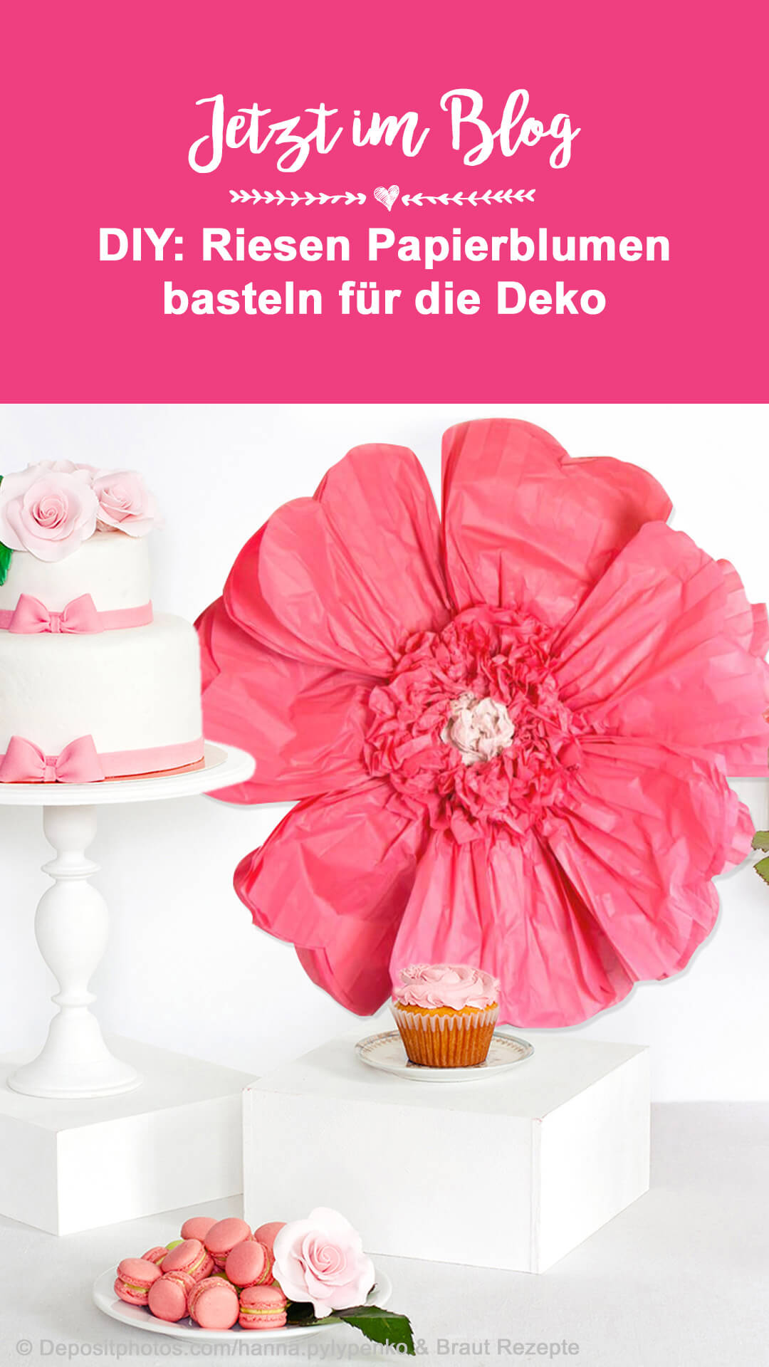Deko Papierblumen DIY rosa