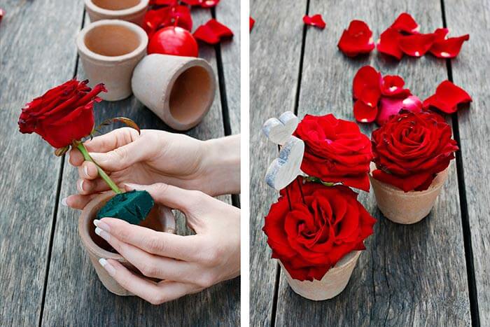 Romantische Tischdeko mit Rosen