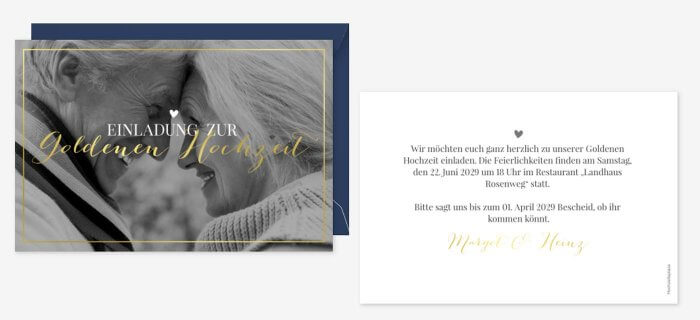 Einladung für die Goldene Hochzeit TextInspirationen, Karten & FotoIdeen