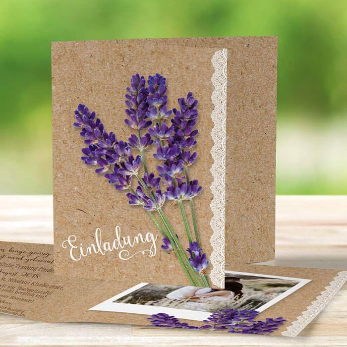 Einladungskarten Hochzeit Lavendel