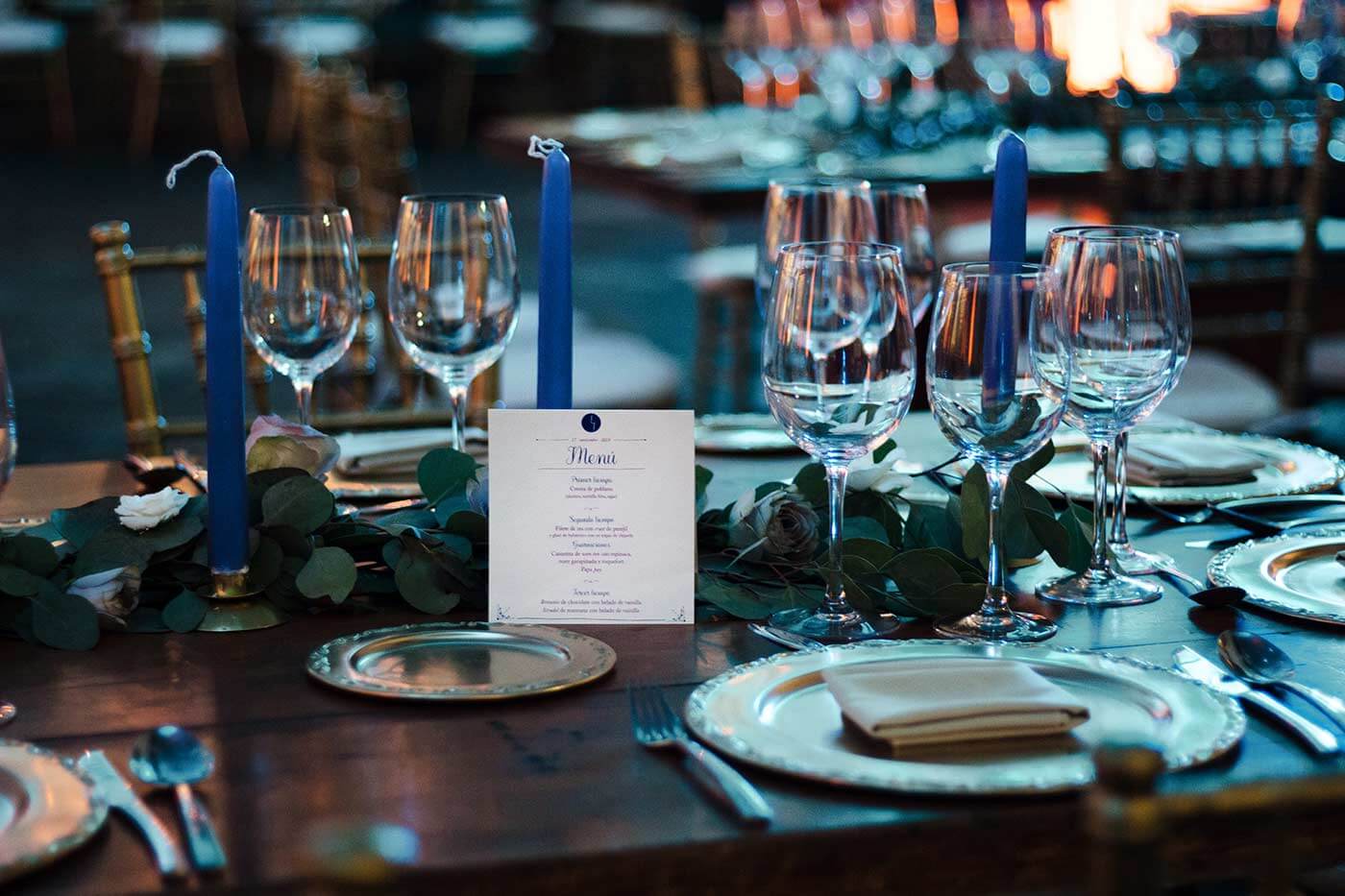 Tischdeko Hochzeit Blau Silber