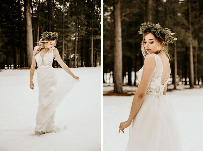 Brautkleid im Schnee