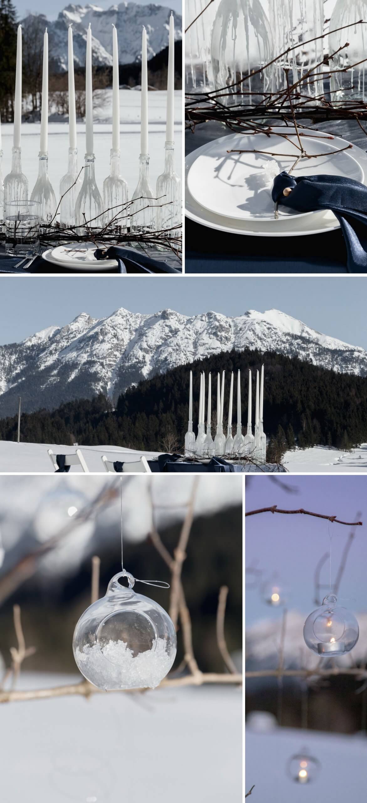 Schnee Hochzeit Deko