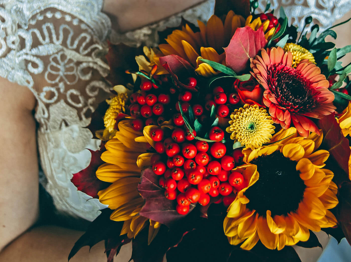 Tournesol automne bouquet de mariée