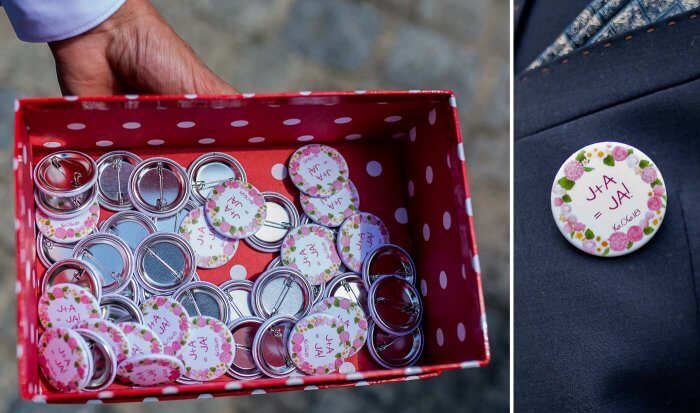 Buttons für Hochzeitsgäste