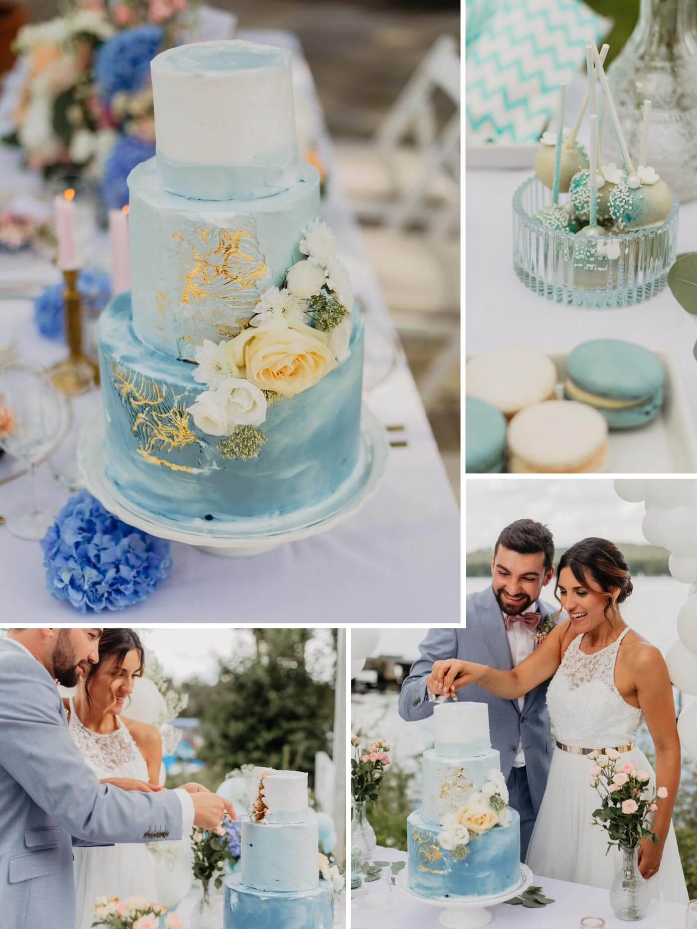 Hochzeitstorte Blau-Weiß