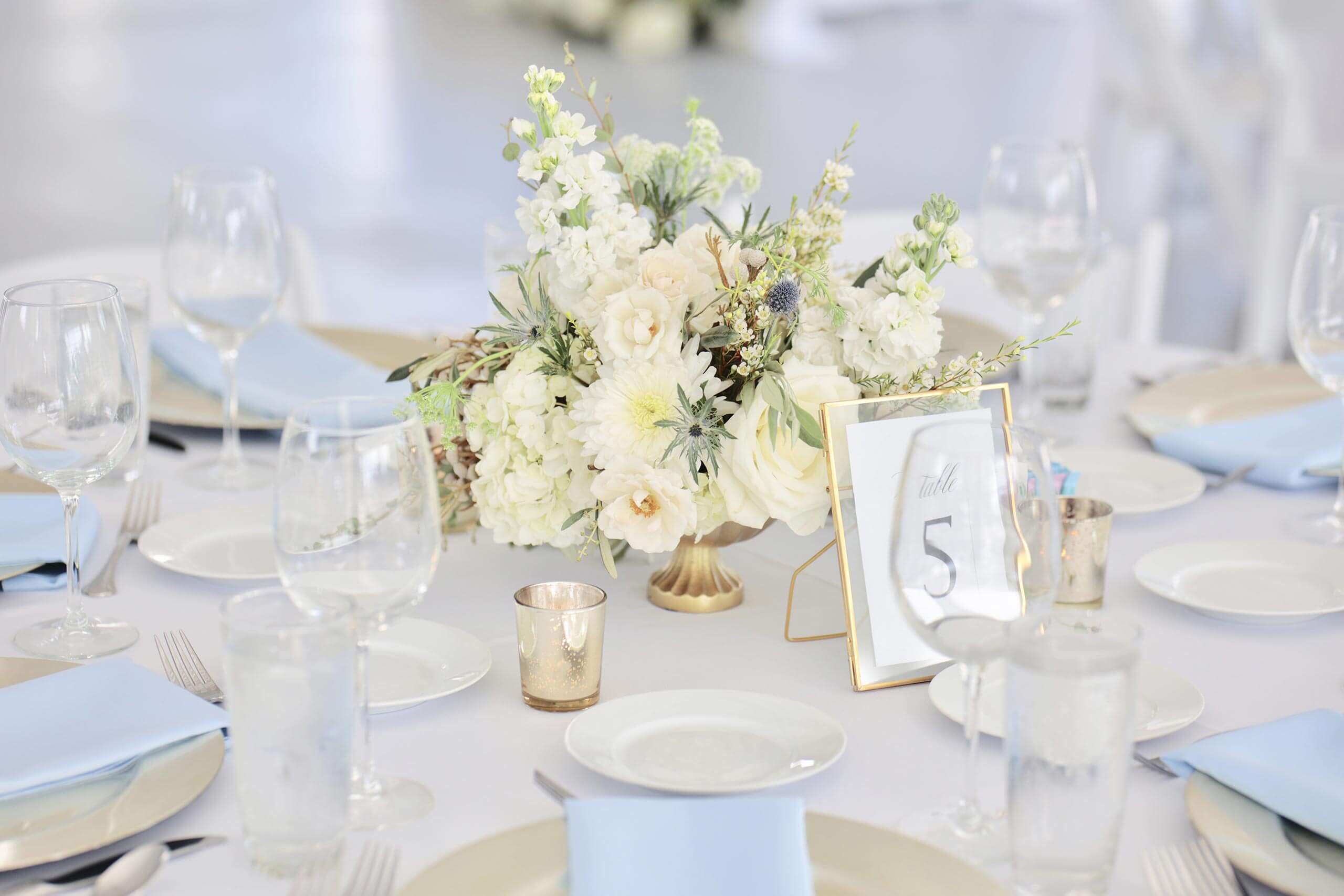 Tischdeko Hochzeit Gold Blau