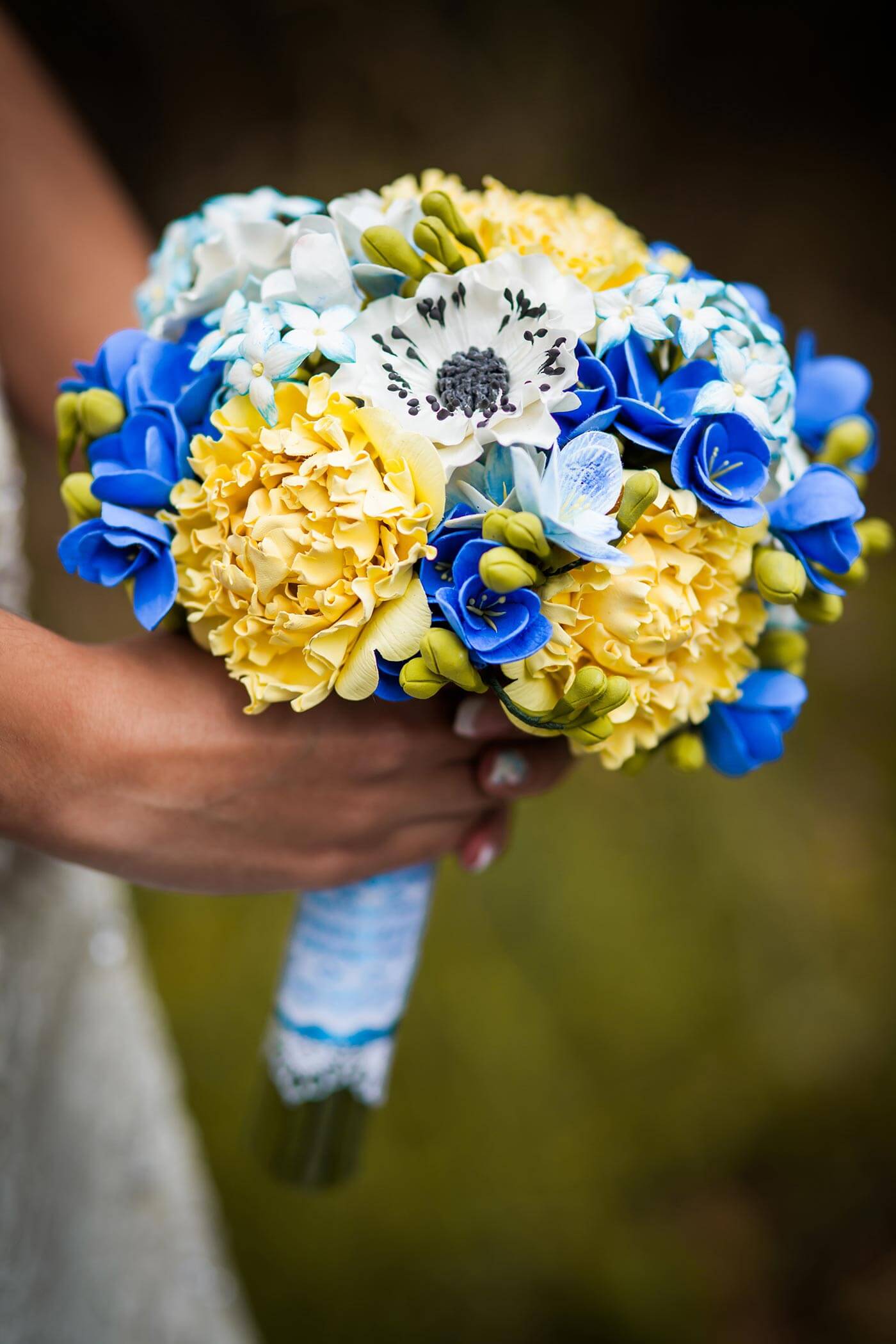 Brautstrauß Gelb Blau