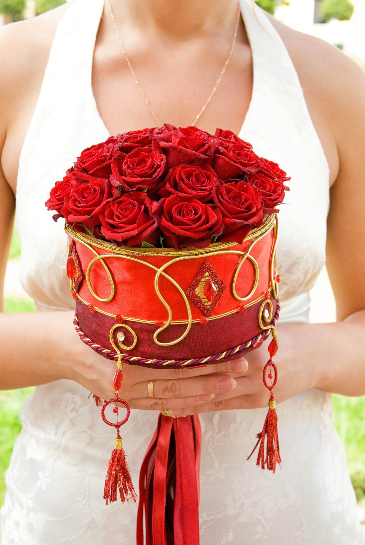 Brautstrauß Rot mit Rosen