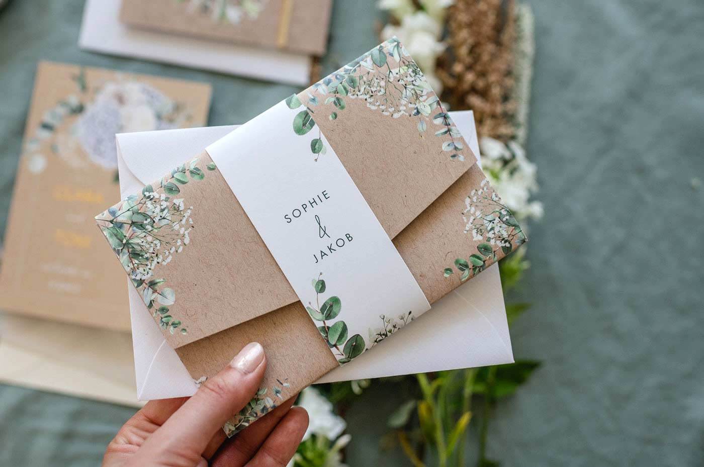 Kartenmacherei Hochzeitseinladung Grün