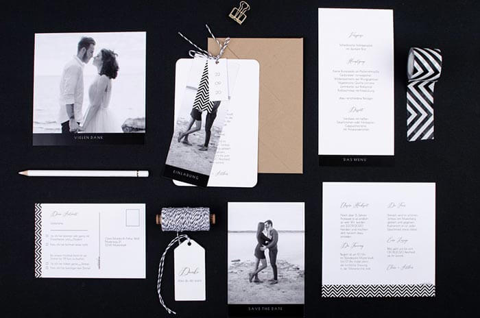Hochzeitseinladungen schwarz-weiß