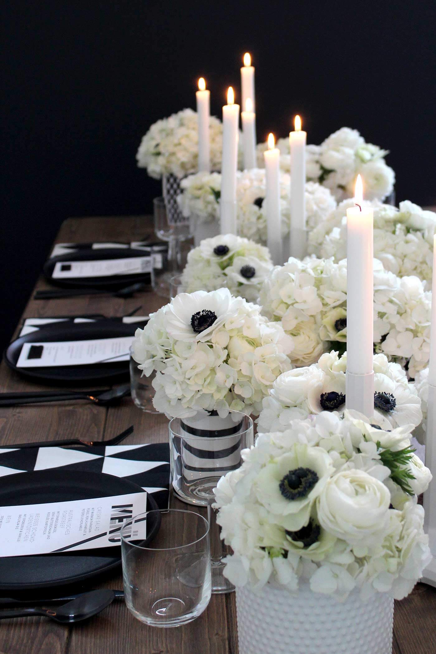 Hochzeitsdeko schwarz-weiß