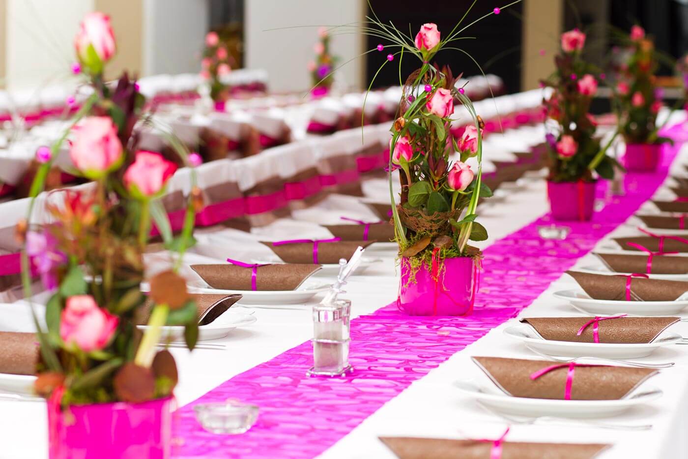 Hochzeit Dekoration Tischdeko Saaldeko 3 Meter Stoffgirlande in Pink 3,65€/m 