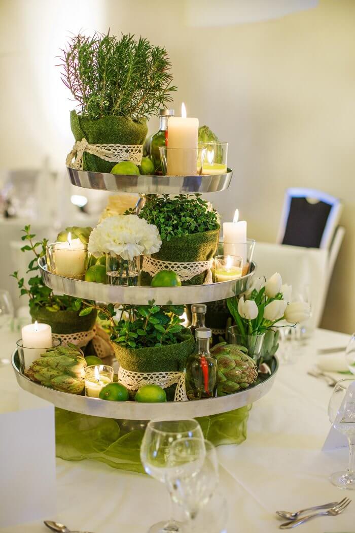 Tischdeko in Grün und Weiß