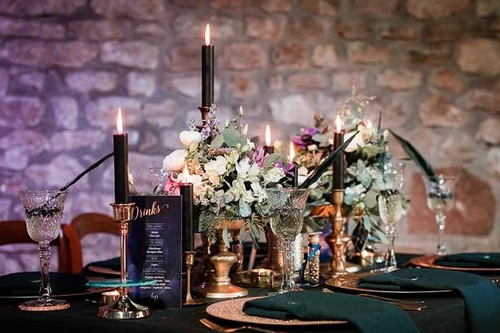 Teelichtglas 2/4 mit Blumengirlande Tisch Dekoglas  Blumen spitze Hochzeit Kerze 