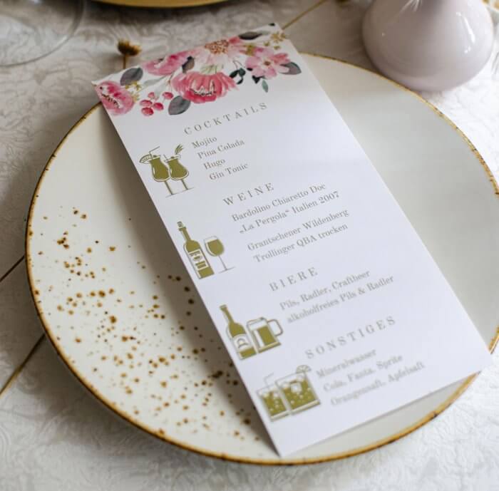 Getränkekarte zur Hochzeit I Tipps, Ideen und Inspirationen