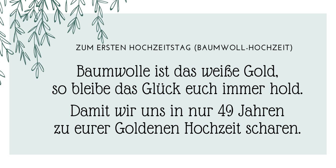 Glückwünsche zum ersten Hochzeitstag