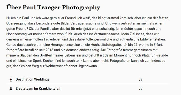 Hochzeitsverzeichnis Text
