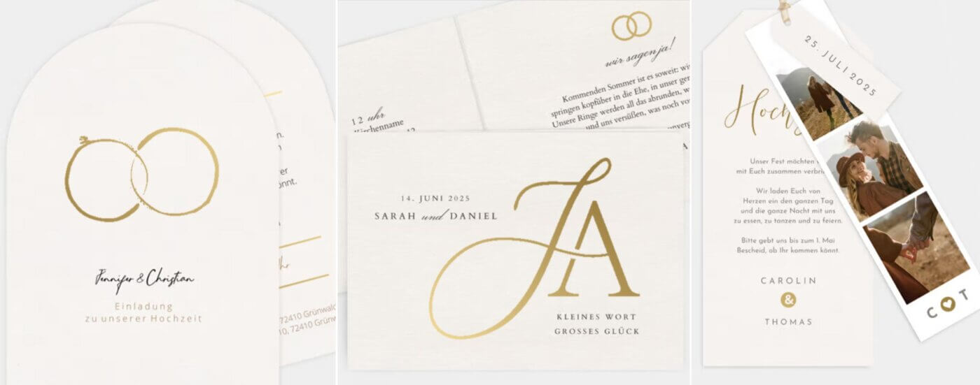 Hochzeitseinladungen gold