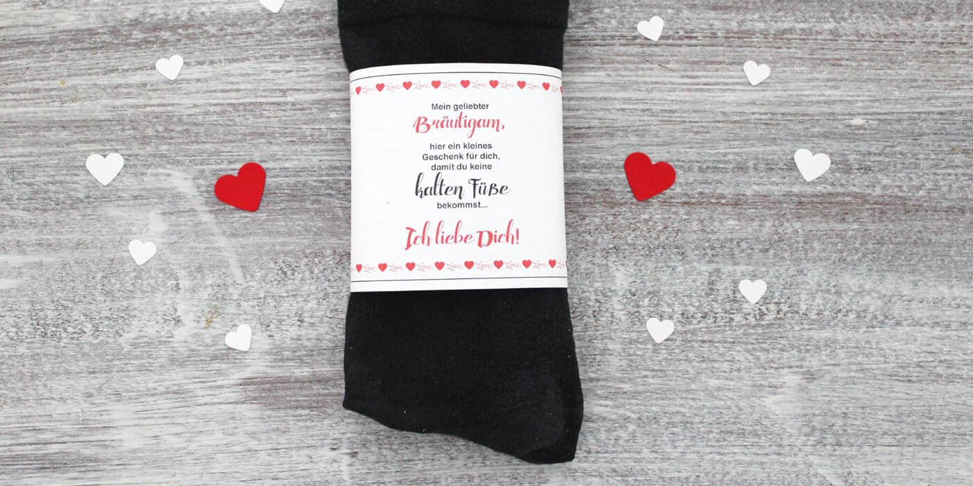 Bräutigam Socken gegen kalte Füße Banderole gratis zum Ausdrucken