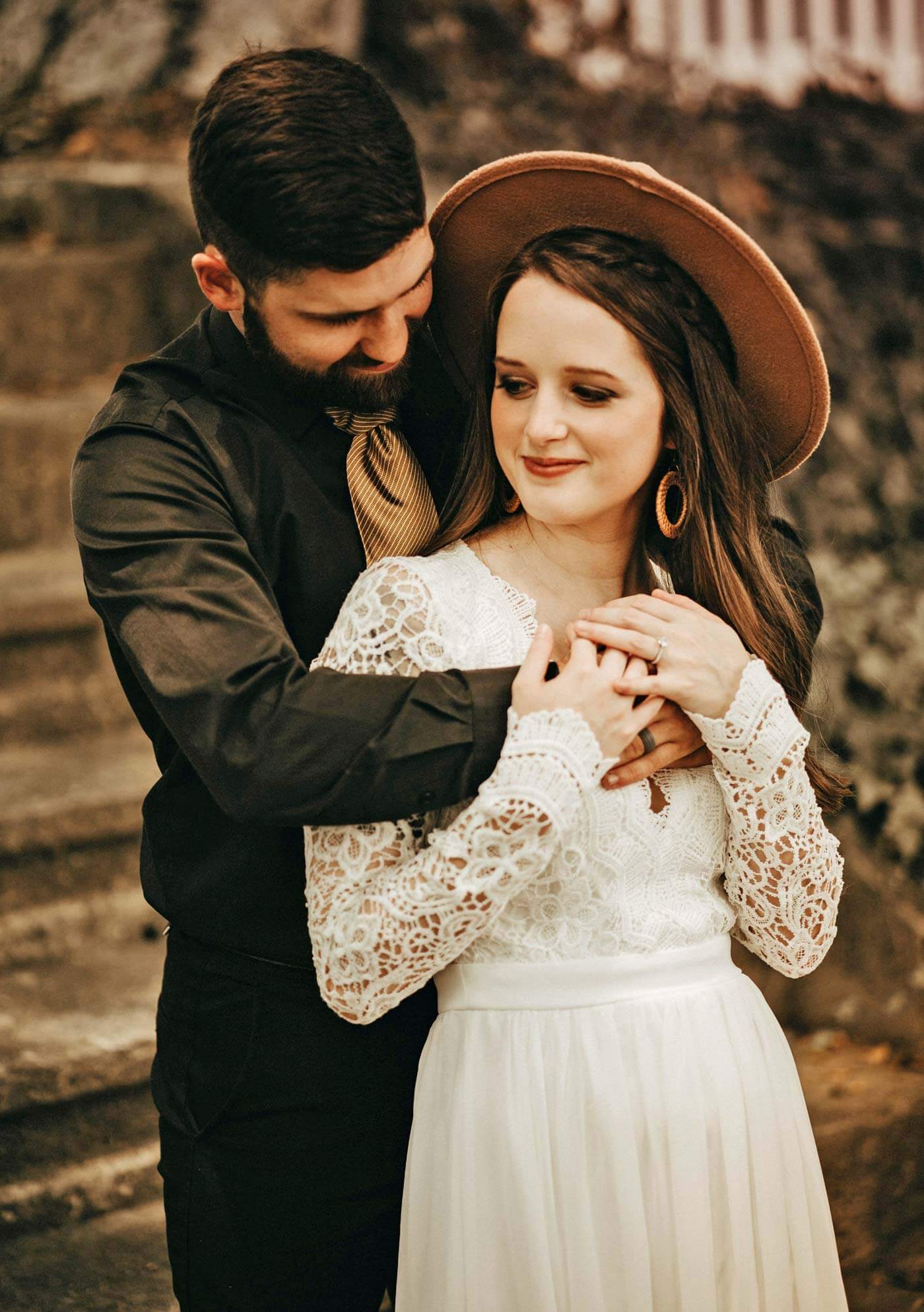 Boho Brautkleid mit Ärmeln