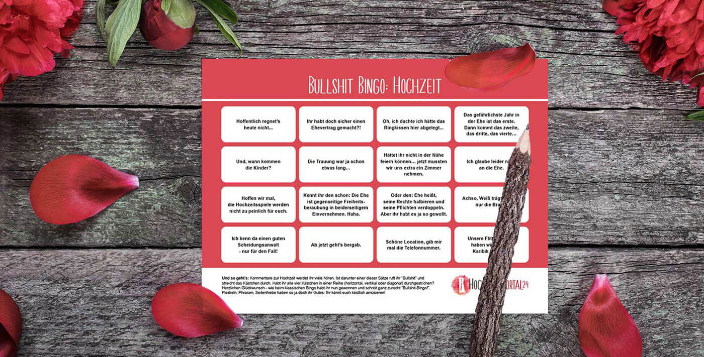 BullshitBingo Heiraten Verlobung, JGA &amp; Hochzeit