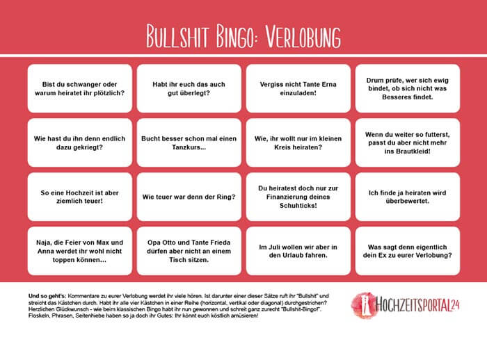 Bullshit-Bingo Verlobung