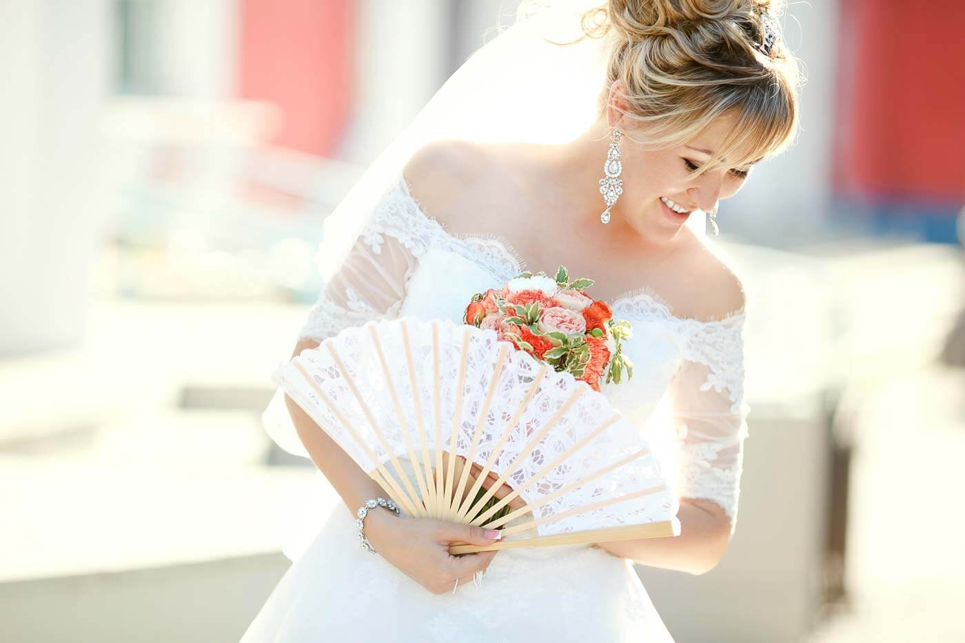 Braut Fächer weiss Hochzeit Gastgeschenk zum Brautkleid