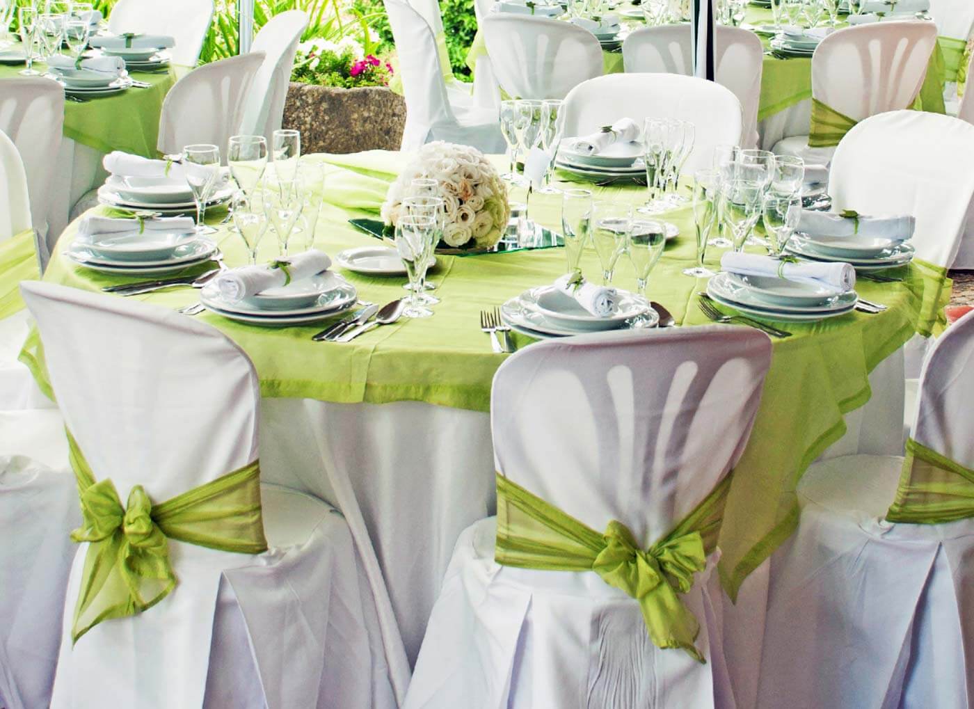 Tischdeko Hochzeit Grün Weiß