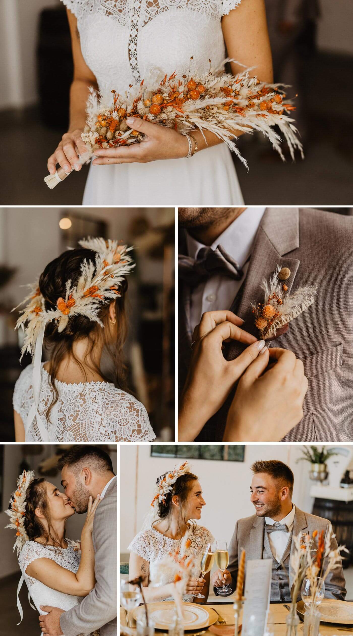 Haarkranz Trockenblumen Hochzeit