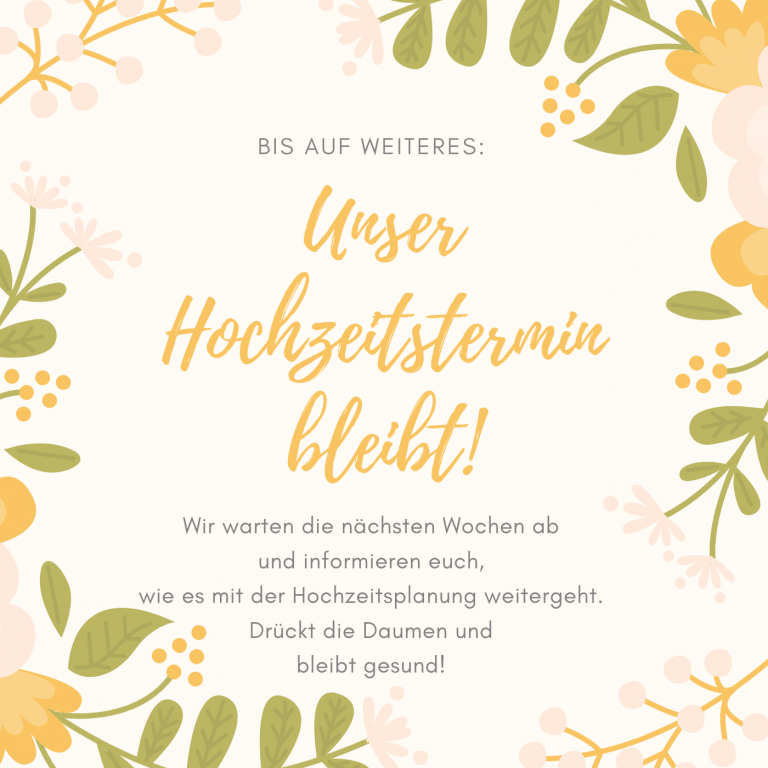 Hochzeit verschieben Wie können wir trotz/nach Corona feiern?