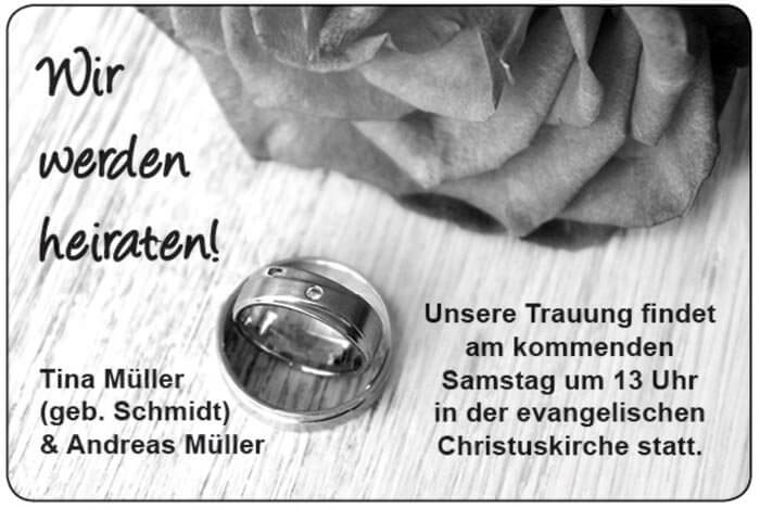 Hochzeitsanzeige Zeitung