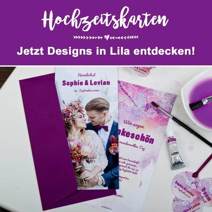 Hochzeitskarten in Lila