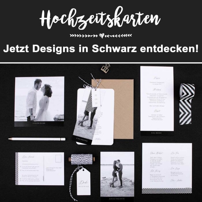 Hochzeitskarten in Schwarz