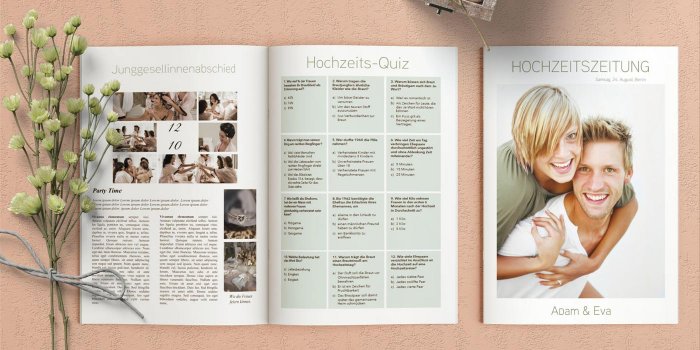 Hochzeitszeitung drucken So geht's per kostenloser Vorlage
