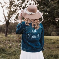 Hochzeit Jeansjacke Just married