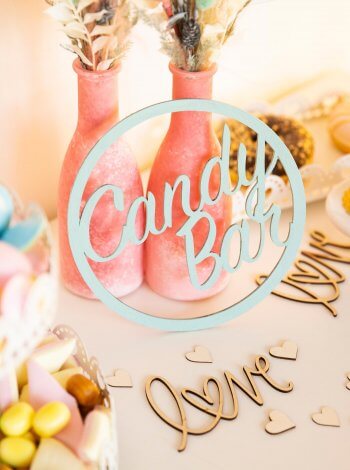Candy-Bar Holz-Schild mit Gravur Hochzeit Dekoration Süßigkeiten-Bar Handmade