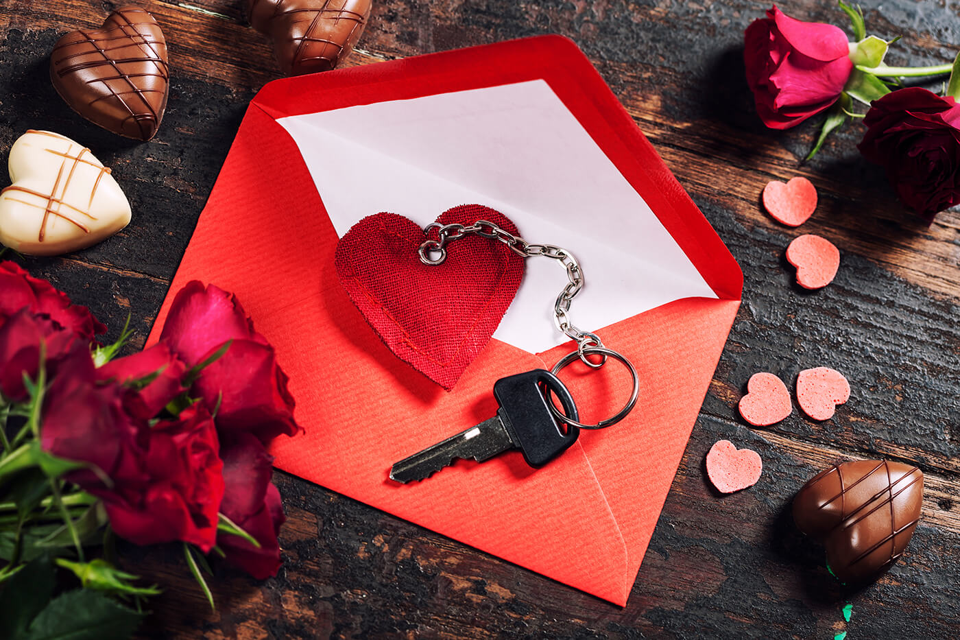 Liebe Auto Schlüsselanhänger Leder mit Herz, Geschenk für Partner