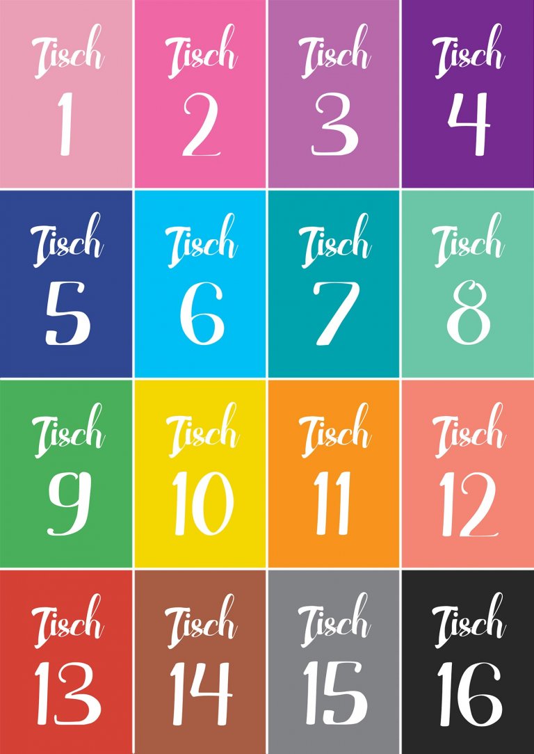 Tischnummern-Schilder für die Hochzeit - Hochzeitsportal24