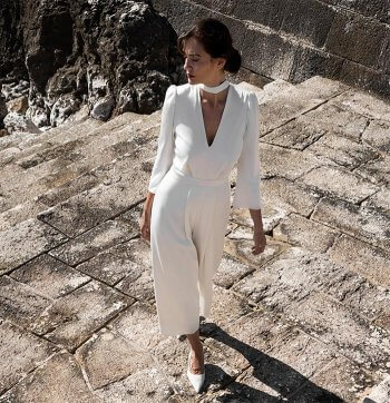 Weißer Jumpsuit Hochzeit